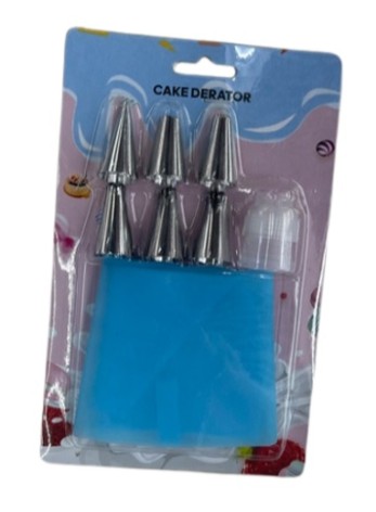 Мешок кондитерский с насадками 8пр/наб 12*19см R90205, цена за 2 шт. /288/