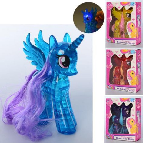 Лошадка Little Pony, 12 см, свет, 4 вида, батарейки (таблетки), в коробке, 12-15-4,5 см