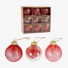 Ялинкові прикраси Новорічні 9 штук кульки D=8 см (42)