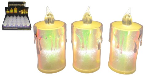 Свеча декоративная светодиодная голографическая LED 8см (пластик) в/у (40*24)