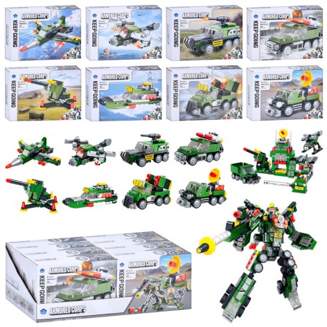 Конструктор военная техника, от 84дет, в кор-ке, (8видов) / 24/192/8шт в кор.