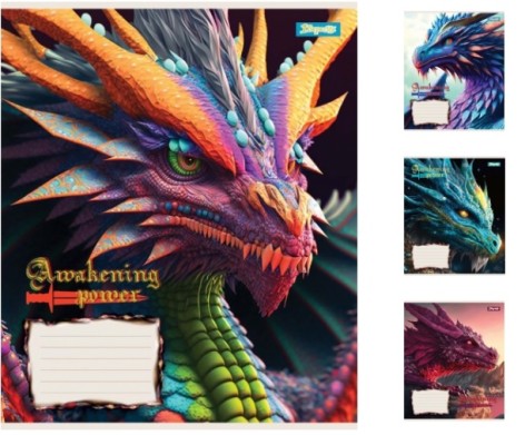 Тетрадь А5/18 лин. 1В Dragon, тетрадь учащихся. 25 шт. в уп. //