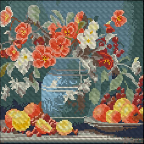 Алмазная мозаика "Цветы и фрукты" 30х30 см