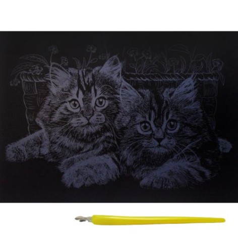 Гравюра "Silver Metallic: Кошенята" (А4) Економ