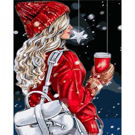 Набор для росписи по номерам Девушка со звездой Strateg размером 40х50 см (GS1550)