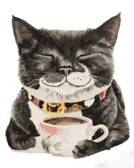 Набор для росписи по номерам Котик и чашечка Strateg размером 30х40 см (SS6793)