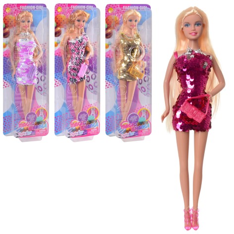 Лялька DEFA сукня-паєтки, сумочка, 4 види, бліст., 11,5-32,5-5 см. 