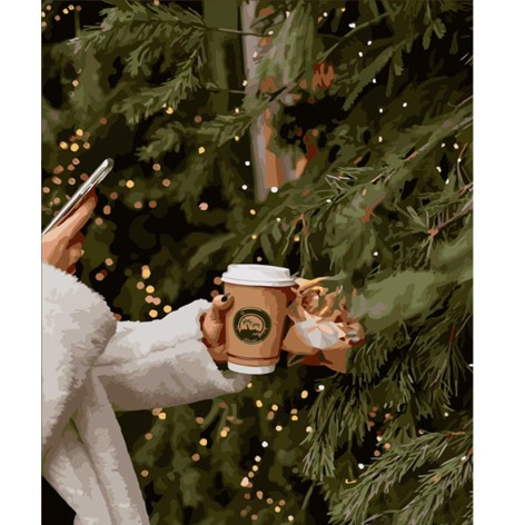 Набор для росписи по номерам Кофе у елки Strateg размером 40х50 см (GS562)