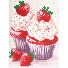 Набор с алмазной мозаикой без подрамника «Аппетитный десерт» с AB стразами 15х20см