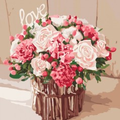 Картина по номерам Букети, натюрморти "Троянди кохання" 40*40см