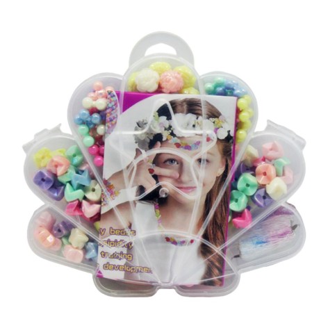 Набор бисера YF 3002 Y 5 разновидностей бусин, леска, заколки для волос, в пакете.