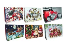 Подарунковий пакет картон 200грм, "Новорічний мікс" МІКС 6 видів, 45*33*13см 6 шт. в уп. 