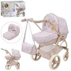 Коляска для куклы классическая металлическо-пластиковая с люлькой, корзиной, подстаканником и сумкой 67,5×40,5×74 см