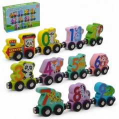 Дерев'яна іграшка Потяг, цифри, тварини