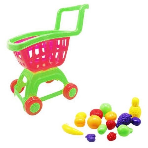 Ігровий набір "Візка з фруктами", малиново-зелений