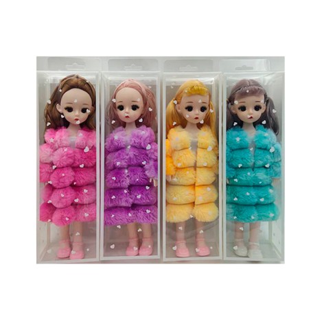 Кукла 28см, шарнирная, 4 цвета, в слюде, 10-30-6,5см 