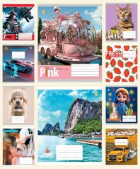 Тетрадь 12 л.клетка Твердая ТЕ41105 Микс 1, 25 шт. в уп. /600/, 10к.