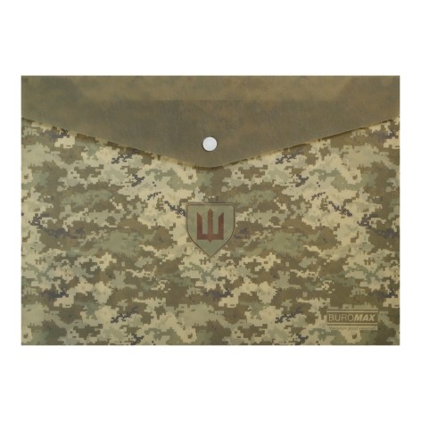 Папка-конверт на кнопці MILITARY, А4, непрозорий матовий, пластик, зелений, ціна за 4 шт.