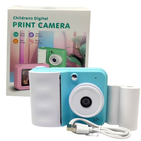 Фотоаппарат-принтер (СИНИЙ) (видеосъемка, MP3-плеер, игры, HD экран)