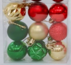 Ялинкові кульки новорічні 9 штук D=4 см пластикові