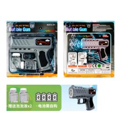 Мыльные пузырьки пистолет 16см, свет, запаска 5-3см 2шт, на бат-ц, в слюде, 18,5-20-5см /30/