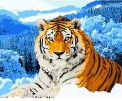 Набор для росписи по номерам Тигр в заснеженных горах Strateg размером 40х50 см (GS1583)