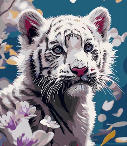 Набір для розпису за номерами Біле тигреня Strateg розміром 30х40 см (LY74)