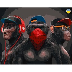 Картины по номерам Три обезьяны, 40*50 см