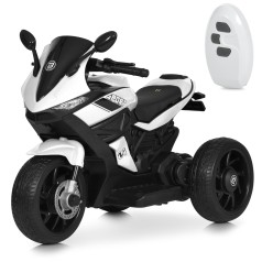 Мотоцикл M 4454ELR-1 (1шт) р/к, 1акум6V5AH, 2мотора35W, муз, світло, шкіра,колеса EVA, TF, білий