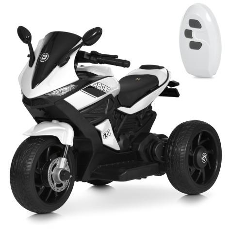 Мотоцикл M 4454ELR-1 (1шт) р/к, 1акум6V5AH, 2мотора35W, муз, світло, шкіра,колеса EVA, TF, білий