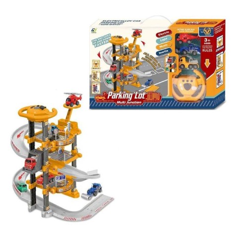 Парковка G 571 (10) машины инерционные, подвижные элементы, звук, подсветка, электрический лифт, в коробке