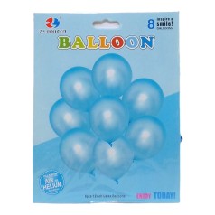 Кулі повітряні латексні 30см металік набір 8шт. (блакитні)