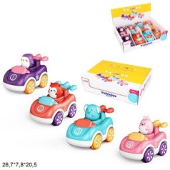 Транспорт іграшковий з тваринами 2008B інерція, 4 кольори 8 шт.у коробці 26,7*7,8*20,5 см