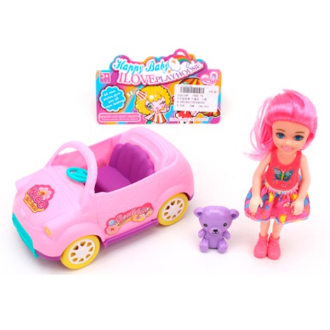 Лялька 14см, з машинкою 15см, ведмедик 4см, мікс видів, у п/е, 24-14-8,5см 