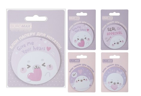 Блок для нотаток CUTE SEAL, з кл.шаром, діам. 70 мм, 30 арк, ціна за 2 шт. //