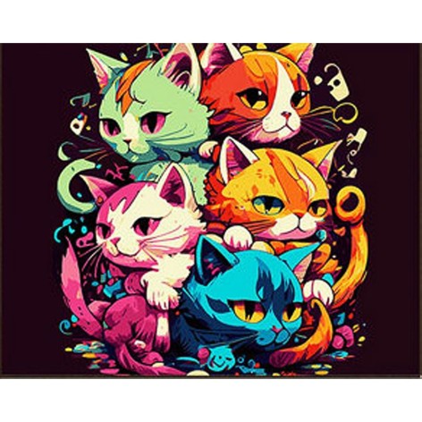 Алмазна мозаїка "П'ять котиків", 30х40 см