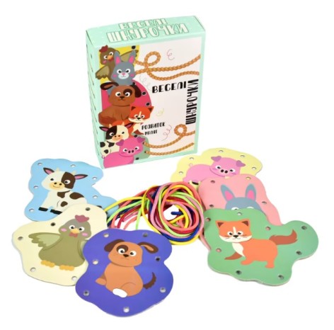 Шнурівка дитяча Стратег "Веселі шнурочки" Тварини розвиваюча гра для дітей