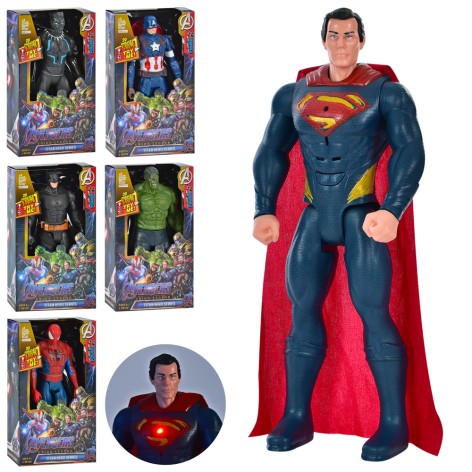 Фігурка Супергероя 29см рухливі руки і ноги музична світло батарейки (18-30-6см)