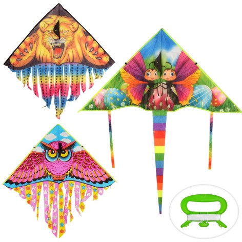 Воздушный змей ширина100см, длина53см,лента47см,шнур30м,3 вида,куб,9-71-1см 