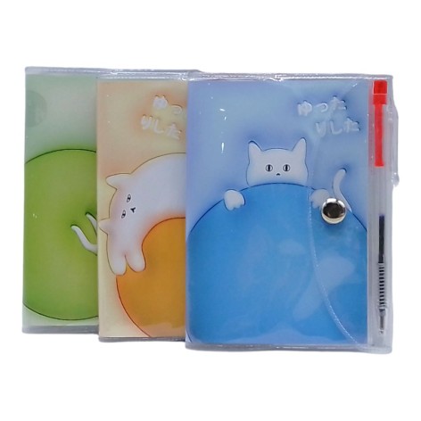 Блокнот на кнопке "Кот" 7,5*10см, 60л., линия + ручка (40456)