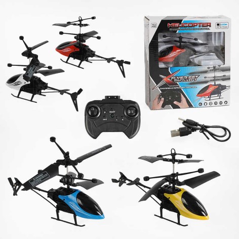 Гелікоптер на Р/К МІКС ВИДІВ, 4 кольори, акумулятор, гіроскоп, підсвічування, в кор. /72/