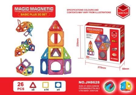 Конструктор магнітний Magic Magnetic JH8628 26 дет. коробка 27,5 * 5 * 23,5