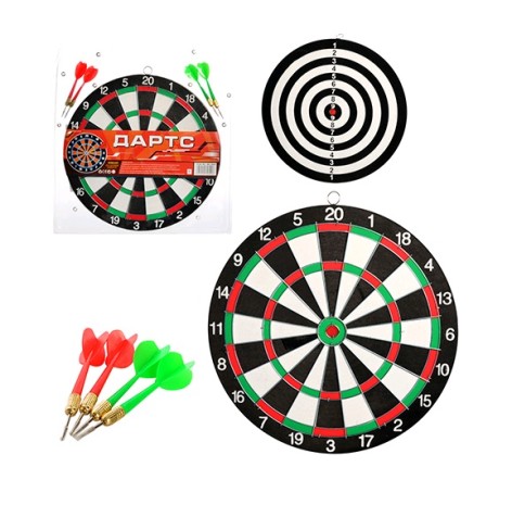 Дартс 12 дюймов, дротики с иглой 4шт, двухсторонний, в слюде, 33,5-36,5-1,5см 