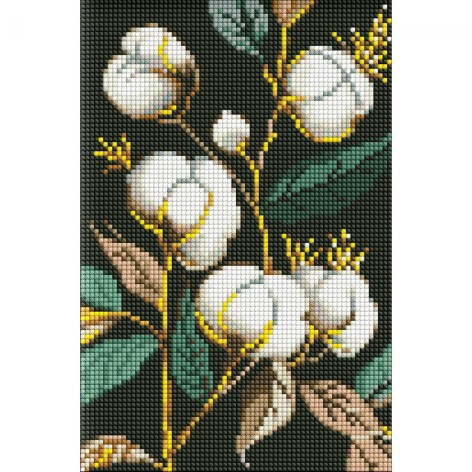 Набор с алмазной мозаикой без подрамника "Белоснежный хлопок" с АВ стразами 20х30см.