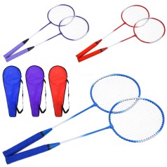 Бадмінтон ракетки 2шт (66см, метал), дерев'яна ручка, 3 кольори, у чохлі, 67-23-3см /30/