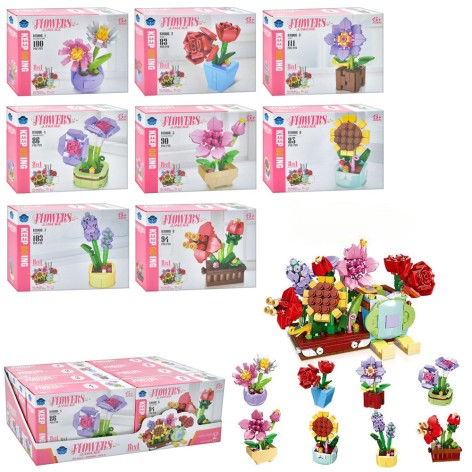 Конструктор квітка, 8в1,від 83дет, 8видів /12/96/8шт в кор. 39-19-14,5см