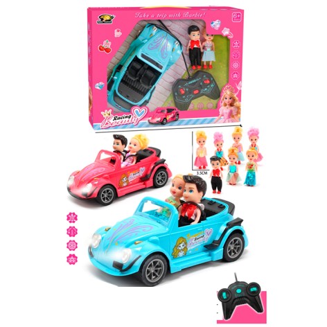 Р/К Машинка для куклы , 20см, свет, резиновые колеса, кукла 11см 2шт, 2 вида, на бат-ц, в кор-ц, 32,5-25,5-9,5см /24/