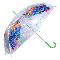 Зонт тростина прозрачна Метелик, длина - 83 см, діаметр - 98 см зелений