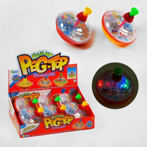 Волчок 2 цвета, подсветка, мелодия /18/96/6шт в кор.