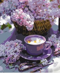 Набір для розпису по номерах Бузковий кошик Strateg розміром 40х50 см (HH065)